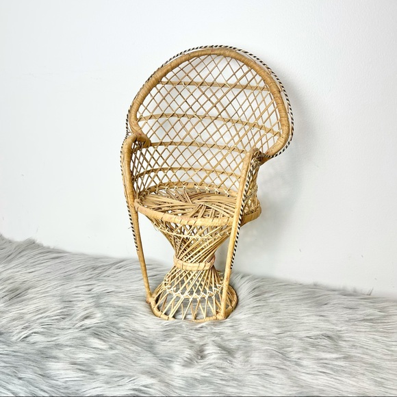 Vintage Accents Vintage Mini Wicker Rattan Peacock Chair Boho